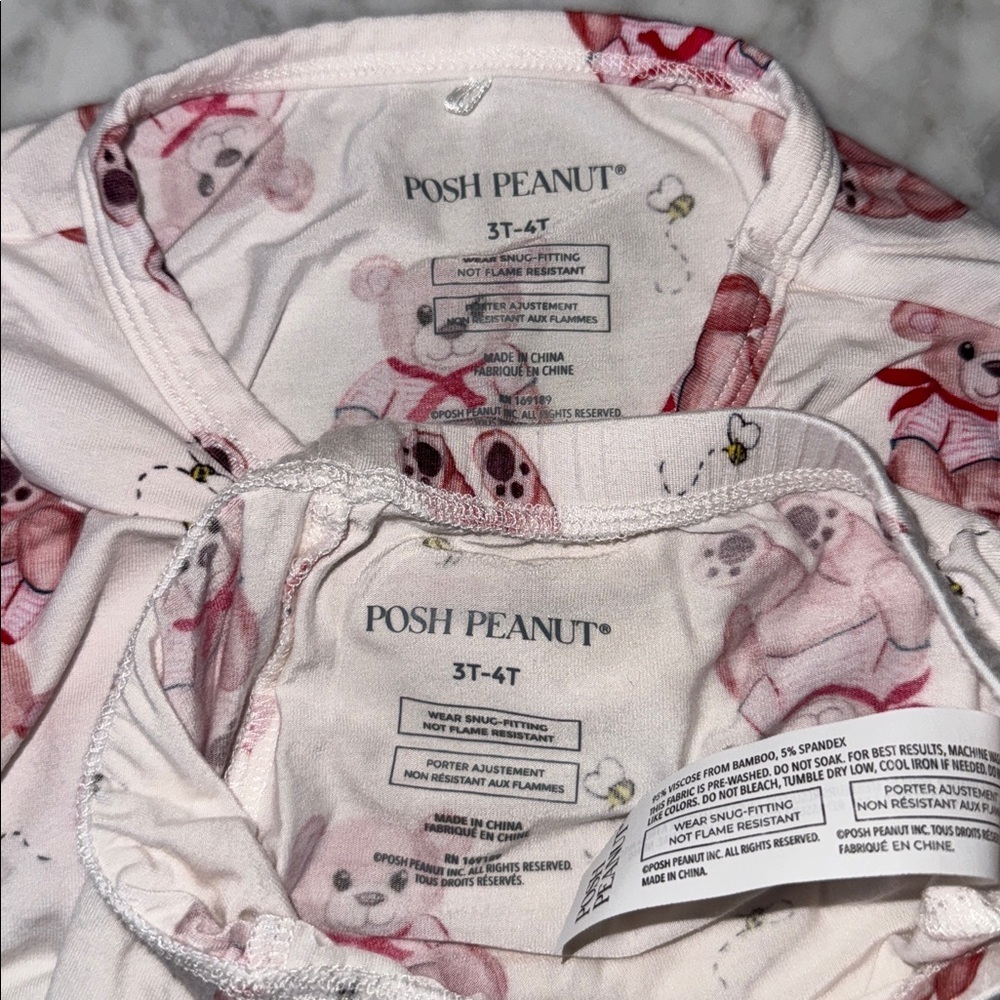 Posh Peanut Pajama Set with Teddy Bear Print 3/4T - Picture 3 of 4